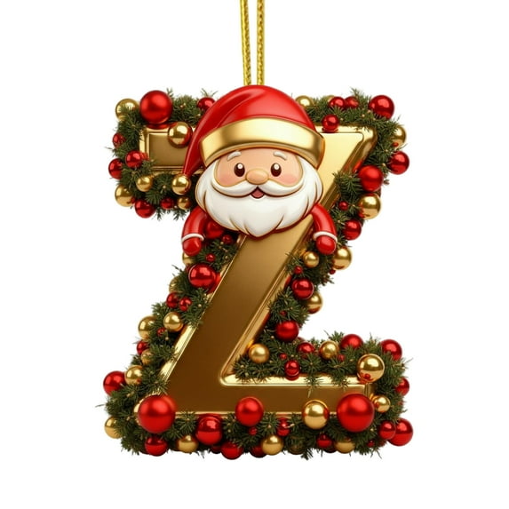 RICHMJ Christmas Ornaments Letter, Large Letters Christmas Ornaments 2026,Alphabet Ornaments 26 Letters for Christmas Tree Hanging Ornament, Funny Santa Ornaments 2.36"/8CM (Z)