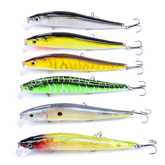 RICHMJ DW403 Fishing Lure, Medium Diving Jerkbait, Life-Like Bionic Swimbait with Sharp Treble Hooks for Bass, Trout, Walleye, Saltwater & Freshwater (A)