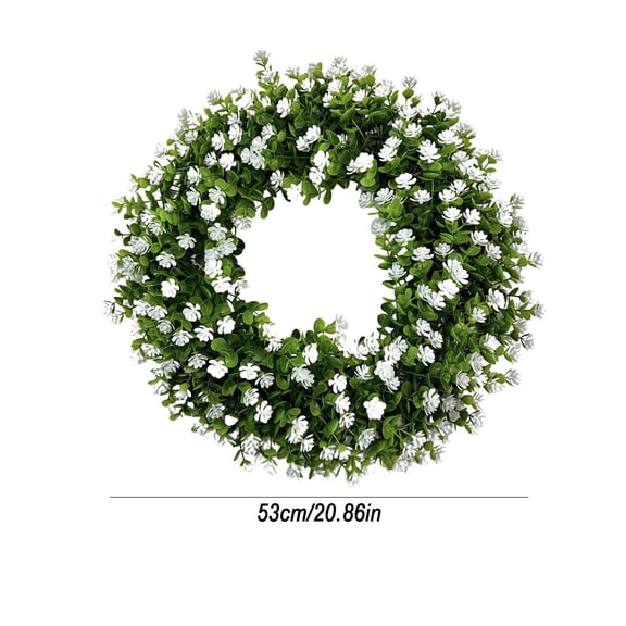 RICHMJ Easter Artificial Flower Wreath ,SpringWreath Hydrangea Daisy Eucalyptus Leaves,For Front Door Farmhouse April Holiday Wall Home Window Decor,20.86"(C)