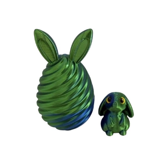 RICHMJ Easter Basket Stuffers Essentials - 2.17*3.54 in 3D Printed Bunny Egg Set with Mini Cute Rabbit Inside, Home Office Desk Decor, Easter Decorations Gifts for Teen (E)
