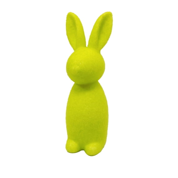 RICHMJ Easter Flocked Bunny Decorations - Spring Table Centerpieces for Indoor Decor - Easter Bunny Figurines Decoration for Home Party Offic,3.14*2.36*8.66in (Green)