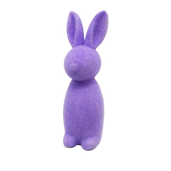 RICHMJ Easter Flocked Bunny Decorations - Spring Table Centerpieces for Indoor Decor - Easter Bunny Figurines Decoration for Home Party Offic,3.14*2.36*8.66in (Purple)