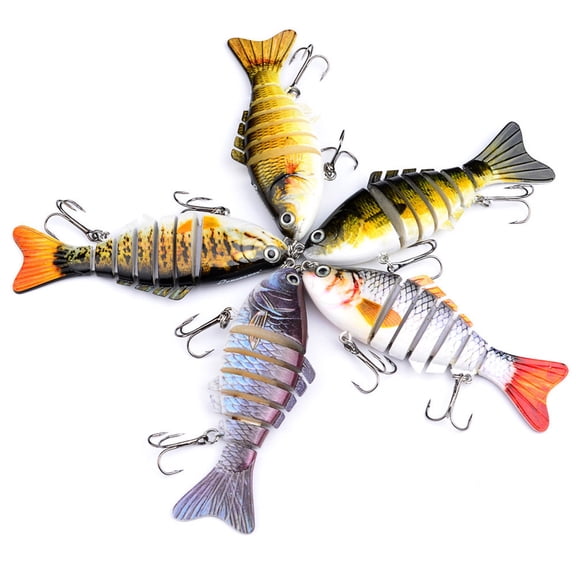 RICHMJ Fishing Lures for Freshwater and Saltwater, Slow Sinking Multi Jointed Swimbaits, Lifelike Lures for Bass Trout Crappie Walleye Pike (A)