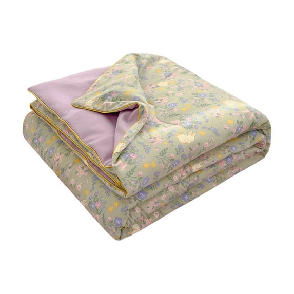 RICHMJ Floral Summer Quilt 59.06x78.74in, 4 Pattern Options, Reversible Soft Lightweight Quilt, All-Season Bedding for Bedroom, Couch & Dorm Room Decor(A)