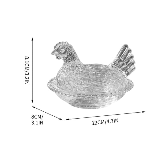 RICHMJ Hen on Nest Glass Dish, Vintage Glass Hen on Nest Dish with Lid, Crystal Glasses Candy Dishs with Lid Hen-Shaped Chicken Fruit Bowl, Chicken Decor, Rooster Decor Retro Bowl Jar (F/Glass)