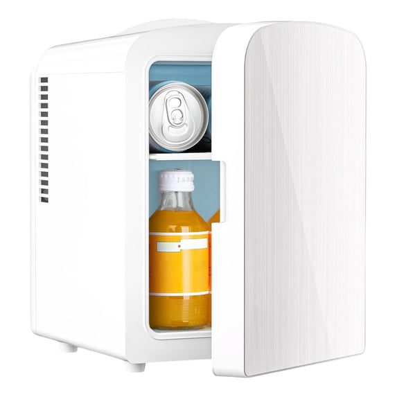 RICHMJ Mini Portable Fridge 10.2in, Compact Personal Refrigerator with AC/DC Power, Cooler & Warmer Function for Car, Office, Bedroom, Dorm, Skincare, Cosmetics, Snacks & Beverage Storage