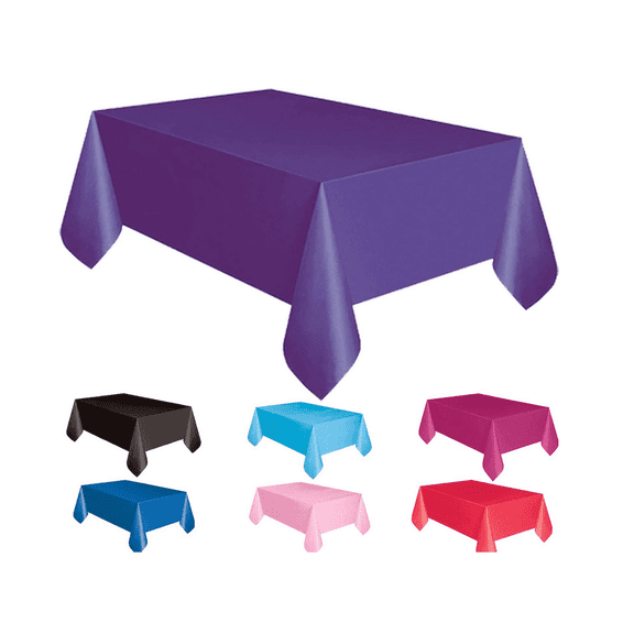 RICHMJ Rectangle Vinyl Tablecloth, Waterproof Spillproof Plastic Flannel Backed Table Cloth, Wipe Clean Table Cover for Dining, Buffet Parties and Camping (Purple, 6ft x 4.5ft)