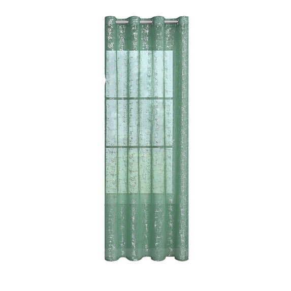 RICHMJ Silver Embossed Patterns Curtains 2 Panels Grommet Window Drapes Semi Sheer Gray Sparkle Glam Shimmer Glitter Crystal Light Curtains for Bedroom Living Rooms Decor 39.37x89.43 (Green)