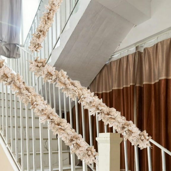 RICHMJ Simulated Maple Leaf Vine, White Plastic Faux Autumn Leaf Garland, Realistic Fall Hanging Decor for Halloween Thanksgiving Living Room Scene Layout Party