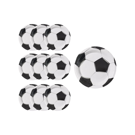 RICHMJ Soccer Disposable Party Tableware Sets Including Plates Cups Napkins Cutlery Serves for Soccer Games Sports Birthday Party Decorations (B)