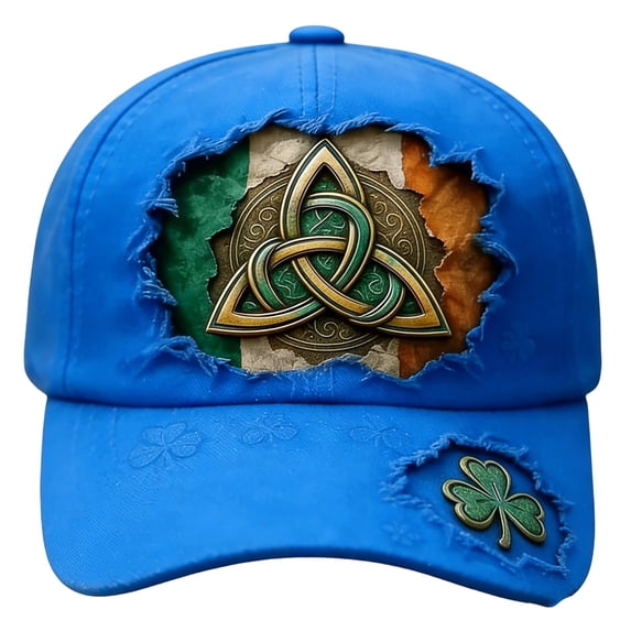 RICHMJ St. Patrick's Day 4 Leaf Clover Baseball Hat Adjustable Embroidery Shamrock Baseball Cap for Men and Women (Blue)