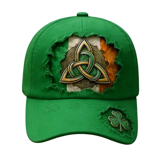 RICHMJ St. Patrick's Day 4 Leaf Clover Baseball Hat Adjustable Embroidery Shamrock Baseball Cap for Men and Women (Green)