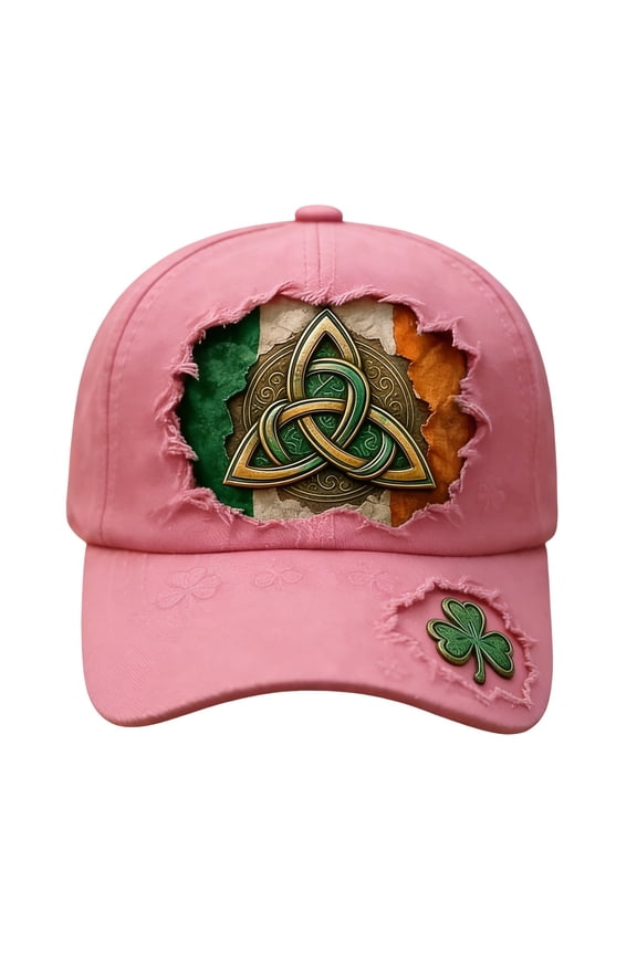 St. Patrick's Day 4 Leaf Clover Baseball Hat Adjustable Embroidery Shamrock Baseball Cap for Men and Women (Pink)