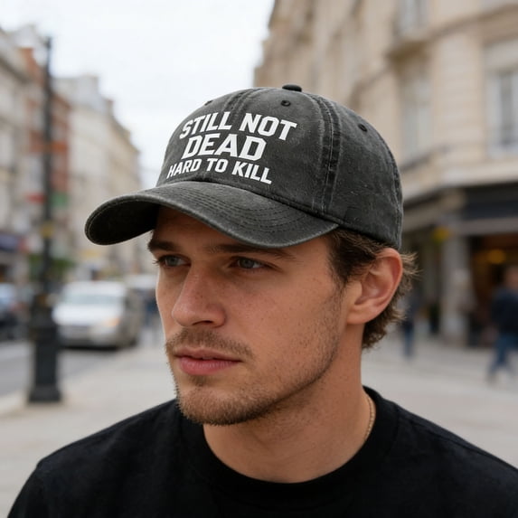 RICHMJ "Still Not Dead Hard To Kill" Printed Baseball Hat,Adjustable Classic Low Hat ,Unconstructed Printing ,Men Women ,Soft-top Solid Color Baseball Cap Curved Hat Spring And Summer Sun Ha(H)