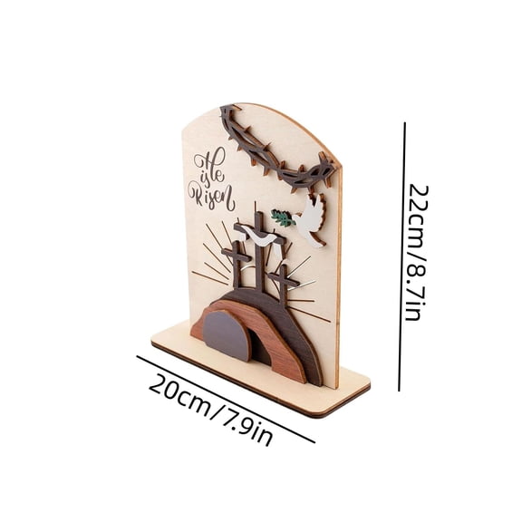 RICHMJ Wooden Easter Empty Tomb Set, Empty Tomb Easter Scene for Christian Decoration, He is Risen Resurrection Scene for Religious Display, Home Office Tabletop Tray, Church, Shelf Decor