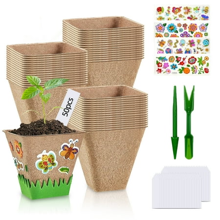 RICHOOSE 50 Pack 3.14 Inch DIY Peat Pots for Seedlings with Breathable