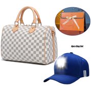 GOWELL Bags Women Bags, Shoulder Handbags Top Handle Checkered Satchl Purse With With LED Baseball Cap Mother's Day