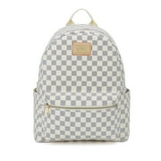 RICHPORTS Checkered Backpack Fashion Classic Large Backpack for College Students Travel bag White