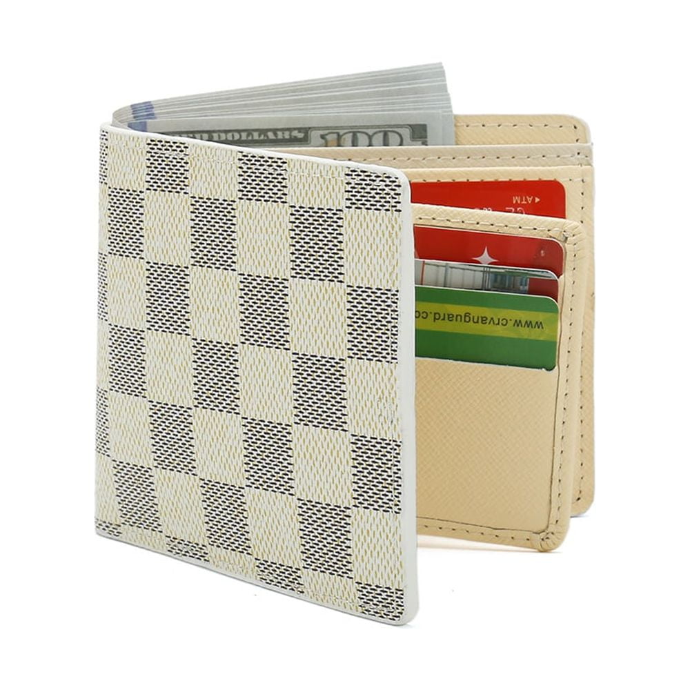 RICHPORTS Checkered Leather Wallets for Men with RFID Blocking - Bifold  Stylish Slim Wallet Front Pocket Wallet 