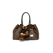 RICHPORTS Checkered Tote Shoulder Bag with inner pouch - PU Vegan Leather