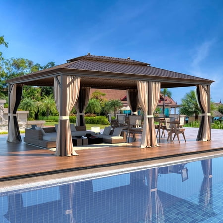 RICHRYCE 14' x 20' Hardtop Gazebo, Galvanized Steel Double Roof Aluminum
