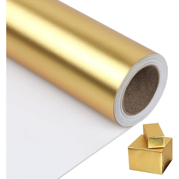 RICHTOP Solid Gold Metallic Gift Wrapping Paper, 17.7" x 27.6'
