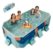 Beuway 113Foldable Swimming Pool for 1-6 People,Non-Inflatable Above Ground Pool for Adult KidBlue