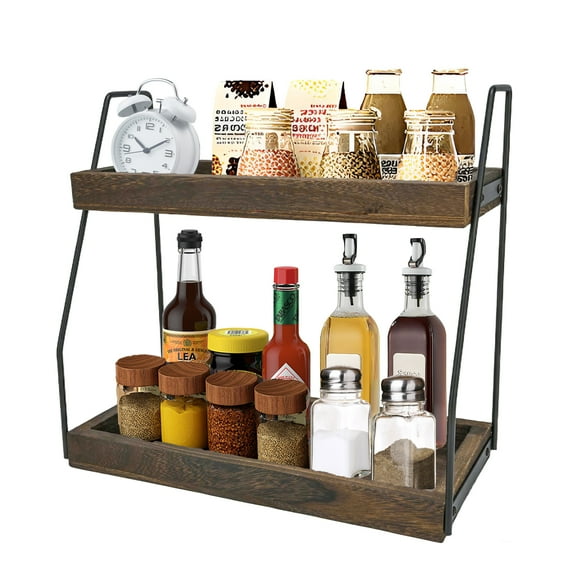 RICHYOUNG 2-Tier Bathroom Counter Organizer,Countertop Storage Shelf for Vanity,Kitchen,Coffee(Brown)