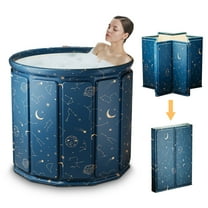 Beuway 27"Upgraded Foldable Adult Bathtub, Portable Hot Ice Bath Tub, Soaking Spa,Blue