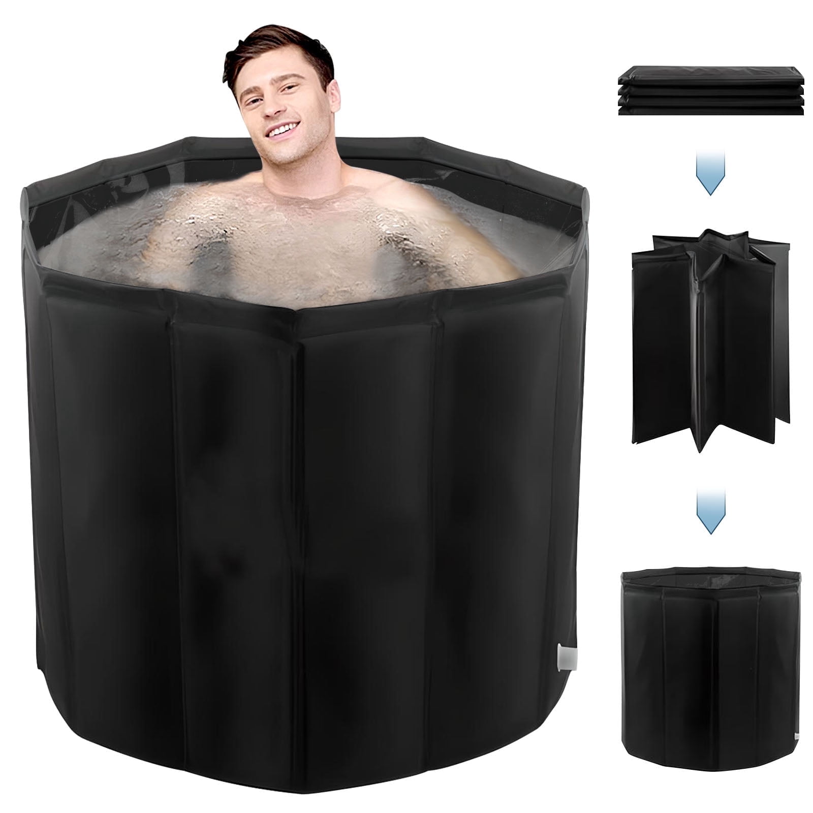 Beuway 31"Large Upgraded Foldable Bathtub for Adult,Portable Hot Ice Bath Tub,Soaking Spa,Black