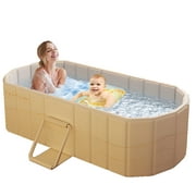 RICHYOUNG 59in Upgraded Foldable Bathtub for 2 People,Large Bath Tub for Hot Ice Bath,Yellow