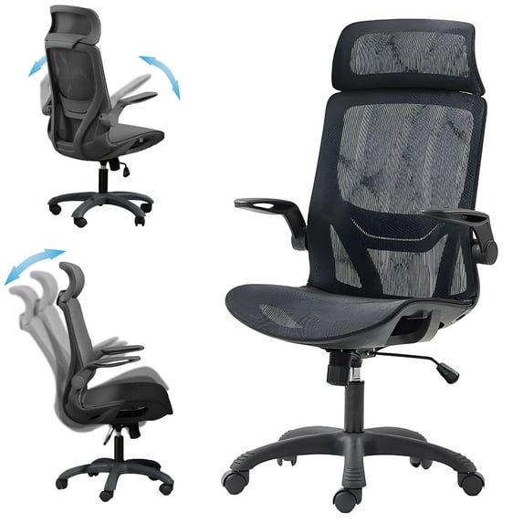 Beuway Ergonomic Office Chair,Mesh Computer Chair with Widened Headrest,Adjustable Armrest & Backrest & Height