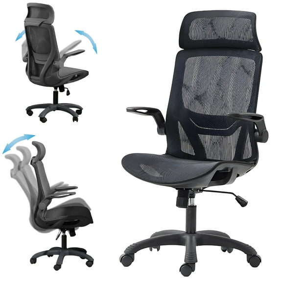 Beuway Ergonomic Office Chair,Mesh Computer Chair with Widened Headrest,Adjustable Armrest & Backrest & Height