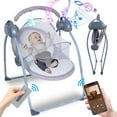 thumbnail image 1 of RICHYOUNG Folding Baby Swing for Infant,Bluetooth Music,Remote Control,5-Speed Baby Bouncer(Gray), 1 of 10