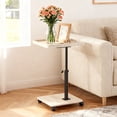 thumbnail image 1 of Beuway Edge-Raised C-Shaped Side Table with Wheels,Height Adjustable & 360°Swivel Top End Table(Beige Grain), 1 of 11