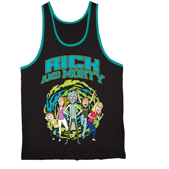 RICK AND MORTY Mens Basketball Jersey, Tank Top Basketball Jersey Black – L
