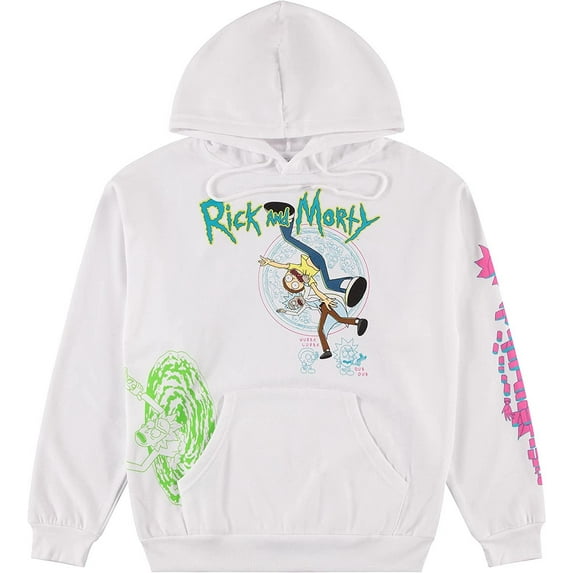 RICK AND MORTY Mens Hoodie Mens Multi Print Sweatshirt - Rick & Morty, Summer, Squanchy Classic Hoodie White, Small