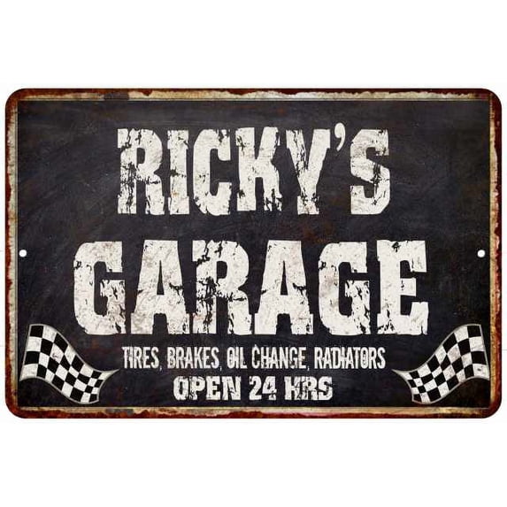 RICKY'S Garage Black Grunge Gift Sign 12x18 Decor Gift 112180005218