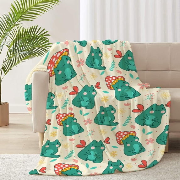 RICKYOUNG Frog Flannel Lightweight Blankets Quilt Plush Fleece Soft Bedding Throw Blanket for Couch and Bed 50"x40" for Kid