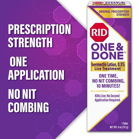 RID ONE & DONE, 4oz Ivermectin Lotion, Prescription Strength, Eliminates Super Lice & Renders Eggs Non Viable
