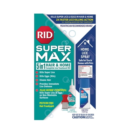 RID Super MAX 5-in-1: Hair & Home Complete Lice Treatment Kit, 3 Pieces