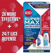 RID Super Max 5-in-1 Complete Lice Treatment Kit Kills Super Lice & Eggs + 24/7 Lice Defense