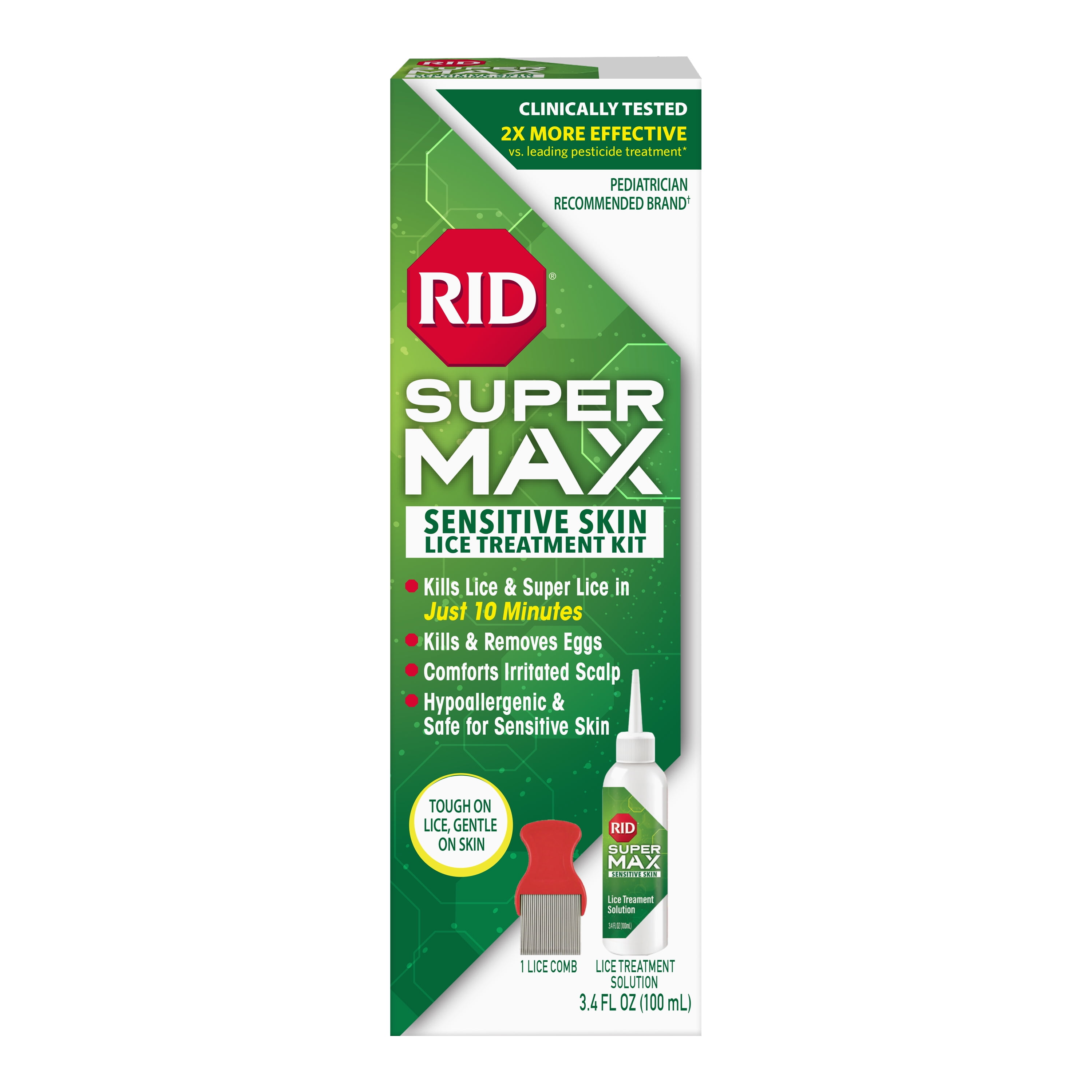 RID Super Max Sensitive Skin Lice Elimination Treatment, Kills Super