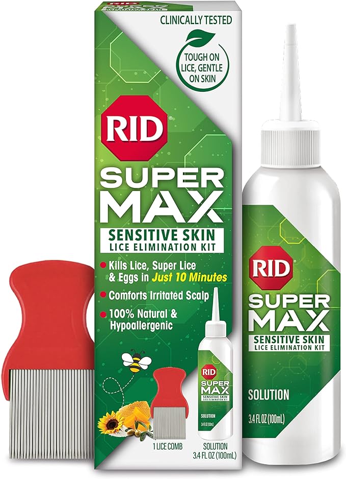 RID Super Max Sensitive Skin Lice Treatment, Kills Super Lice & Eggs