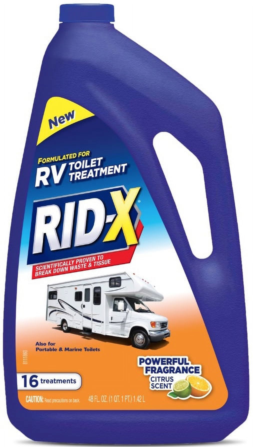 RID-X RV Toilet Treatment Liquid, Citrus, 16 Treatments, 48oz