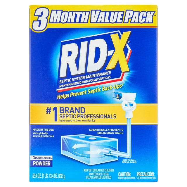RIDX Septic Tank Treatment, 3 Month Supply Of Powder, 29.4oz, 100