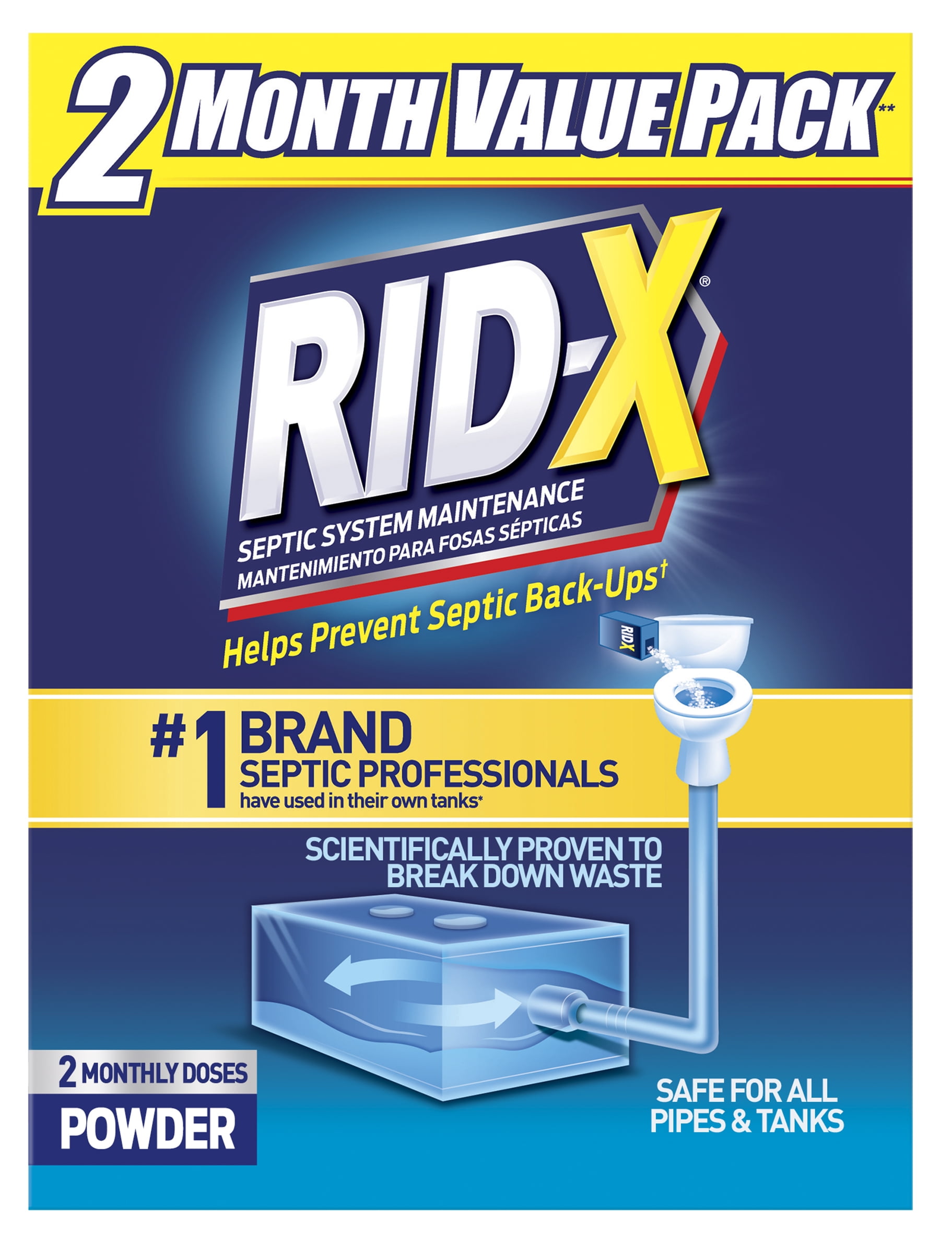 RIDX Septic Treatment Drain Opener, 2 Month Supply of Powder, 19.6 oz