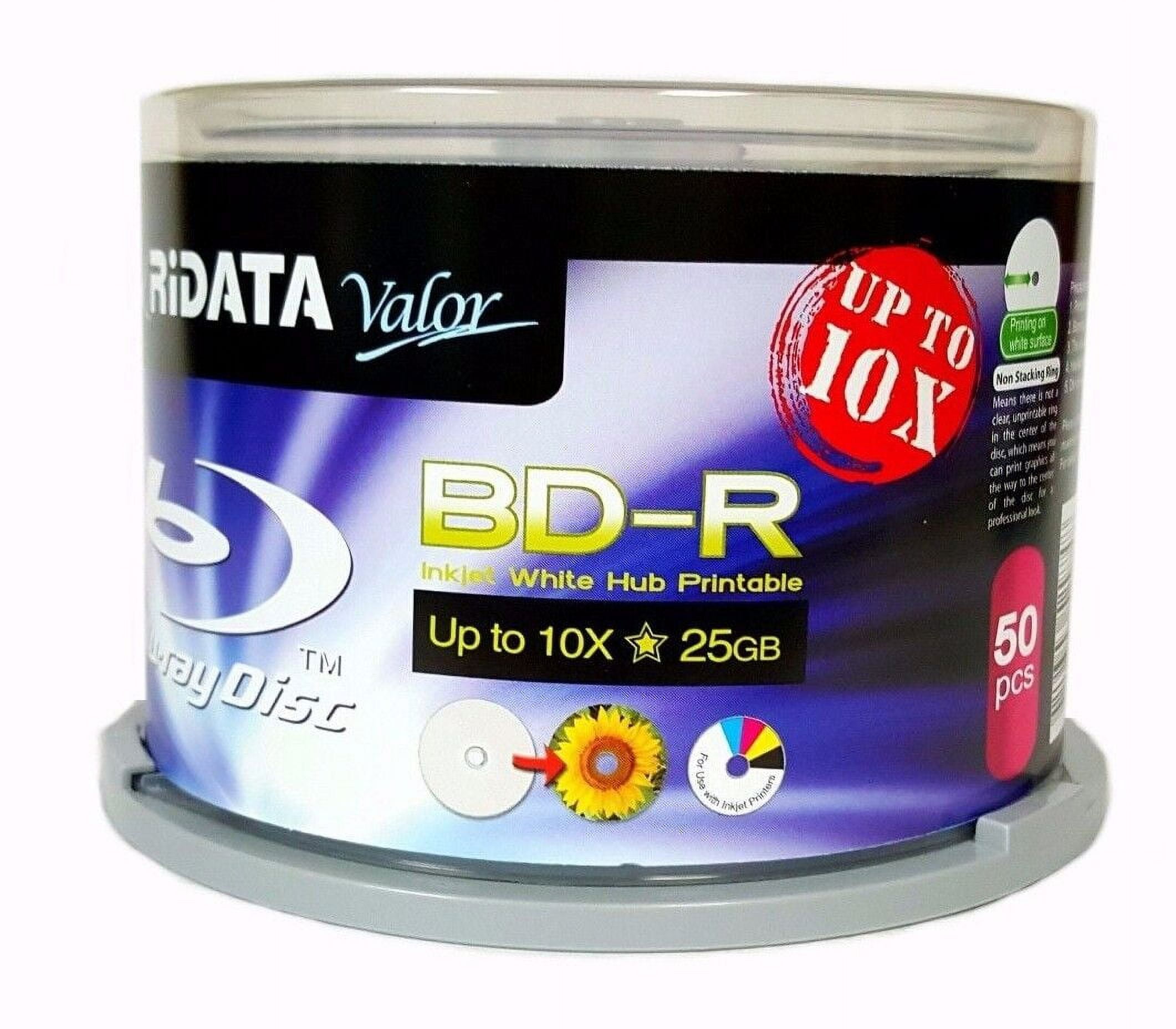 RIDATA VALOR Blank BDR Bluray 25GB Up to 10X Media Disc 50 Pk