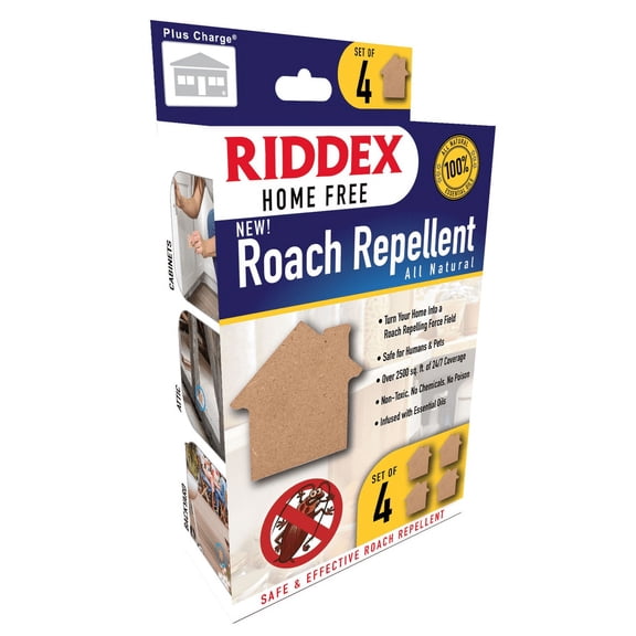 RIDDEX Home Free Roach Repellent | Keep Roaches Away with Natural Essential Oil Blend, No Smelly Odor | Indoor & Outdoor Roach Repellent, Oil Infused Roach Deterrent | 4-Pack