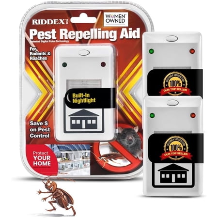 RIDDEX Plus Insect Repellent | Plug in, Mouse Deterrent - Pest Control for Defense Against Rats, Mice, Roaches, Bugs and Insects | Control Pests with No Toxins | White 2-Pack